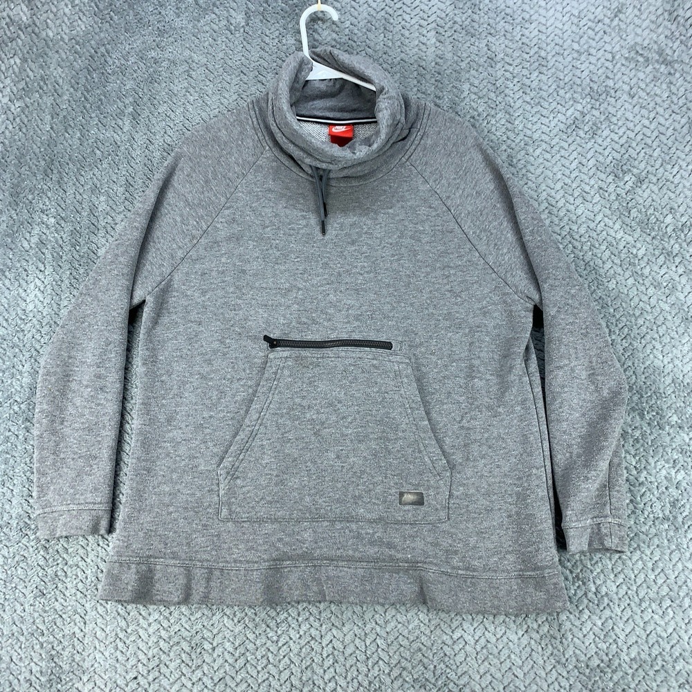 Nike Sportswear Funnel Neck Sweatshirt Women's L Gray Pullover 803599-091